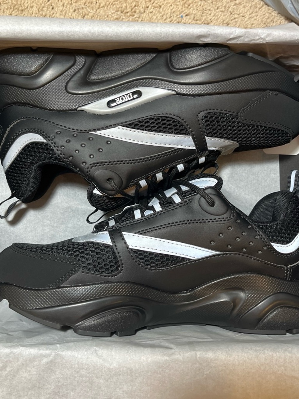 Dior Men’s Black and White Chunky Low-Top Sneakers